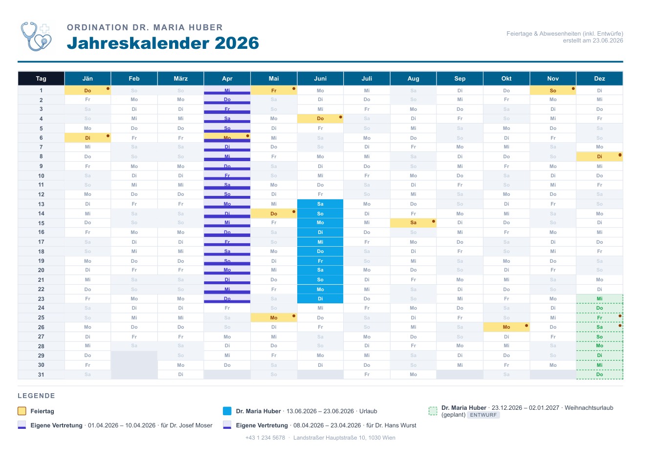 Vorschau: Jahreskalender