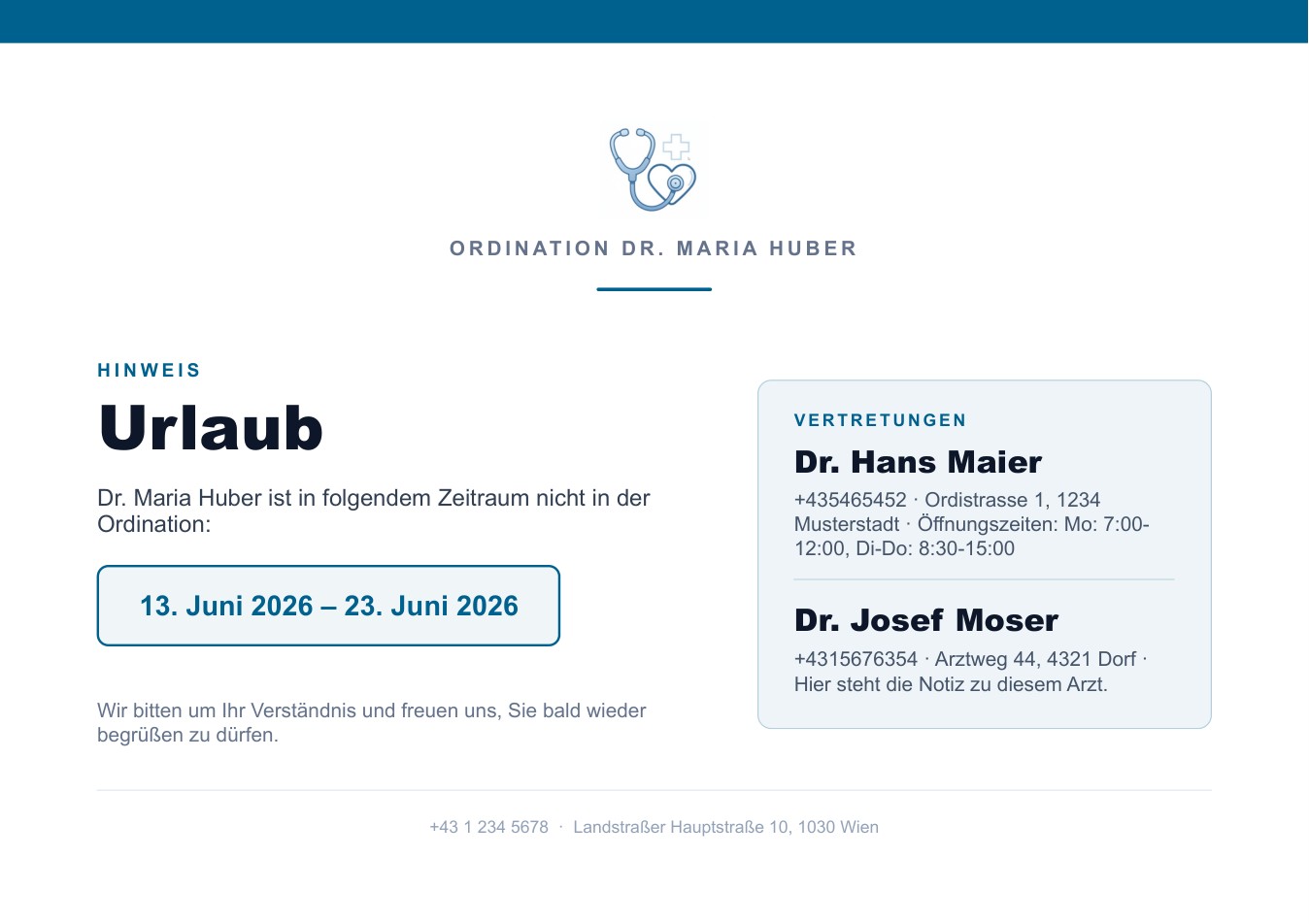 Vorschau: Türaushang bei Abwesenheit
